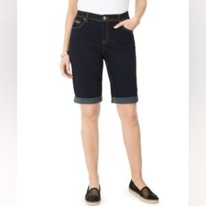 INC Mid Rise Dark Wash Cuffed Denim Shorts